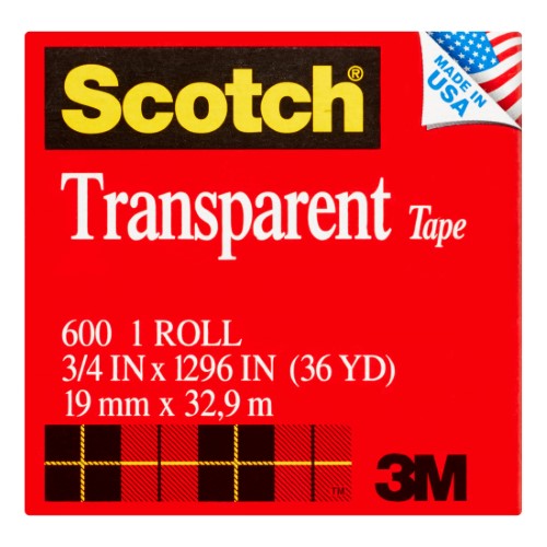 Scotch 600 MultiTask Tape, 2.3 Mil, 3/4" X 36 Yds., Transparent, PK12