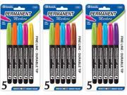 Bazic Bright Colors Fine Tip Permanent Markers W / Pocket