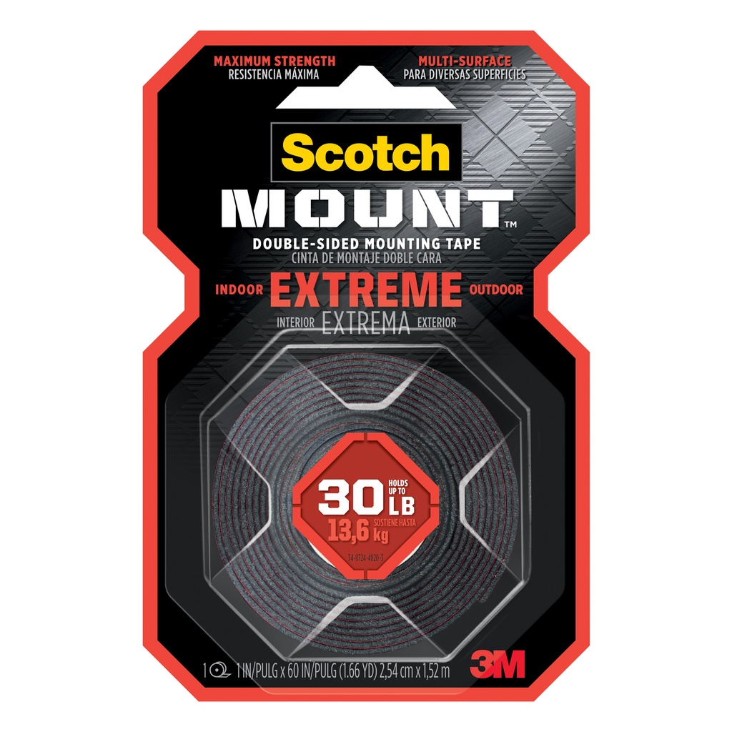 414 Mounting Tape, 60 in L, 1 in W, Black