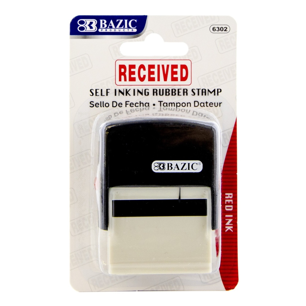 BAZIC Received Self Inking Rubber Stamp (Red Ink)  Stamp Impression Size 1.41" X 0.47"