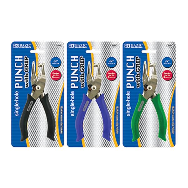 Bazic Premium Single Hole Paper Punch W / Cushion Grip(24x$1.09)