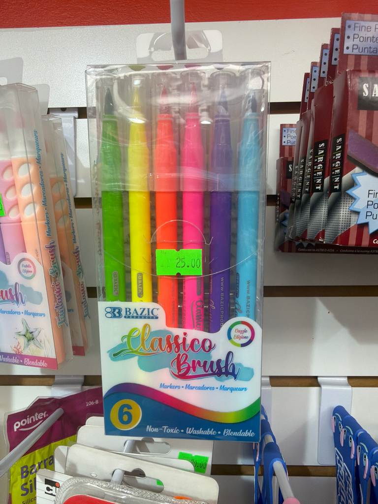 Bazic Classic Brush Markers 6 Pack
