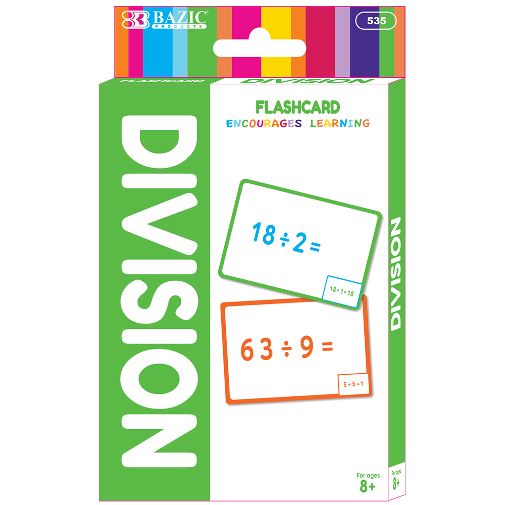 BAZIC Division Flash Cards  Numbers EMath Flashcards (36/Pack)  1-Pack