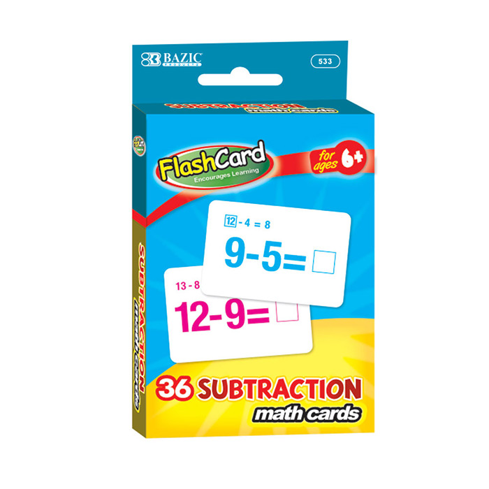 BAZIC Subtraction Flash Cards  Numbers Math Flashcards  Activity Game for Teacher Student Classroom (36/Pack)  1-Pack
