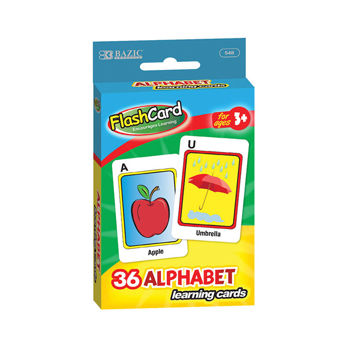 BAZIC Alphabet Flash Cards  Picture ABCs Letters (36/Pack)  1-Pack