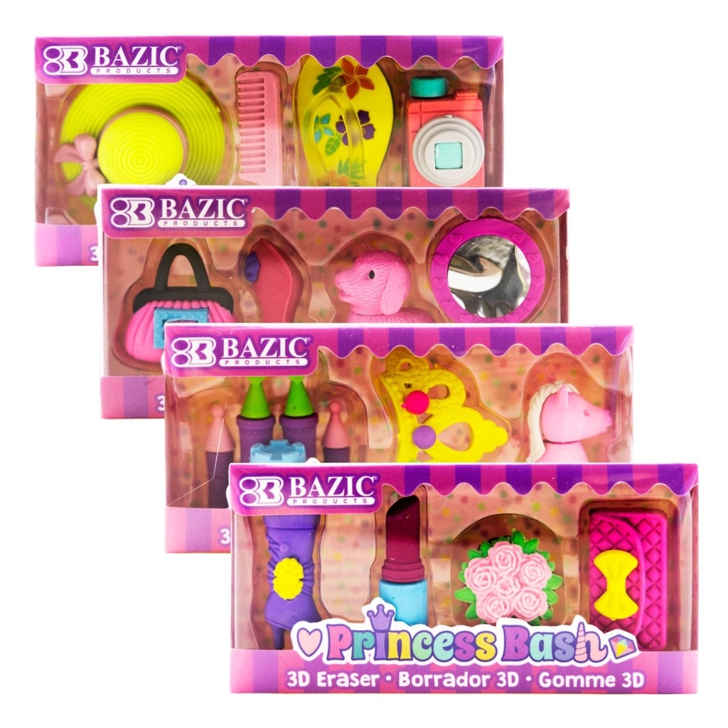 Bazic 2251 Princess Bash 3D Eraser Sets, Multi Color