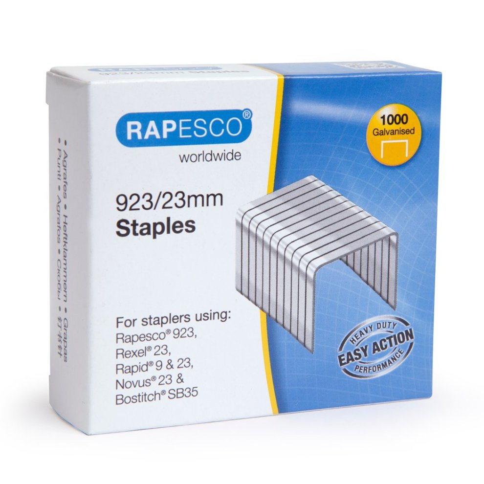 Rapesco 1242 923/23 Mm Galvanised Staples Type 23 Box of 1000 923/23mm