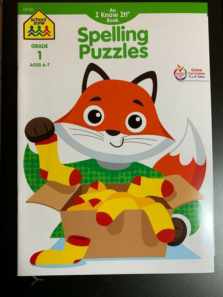 SCHOOL ZONE SPELLING PUZZLES GRADE 1 AGES 6-7 WORKBOOK Education Children