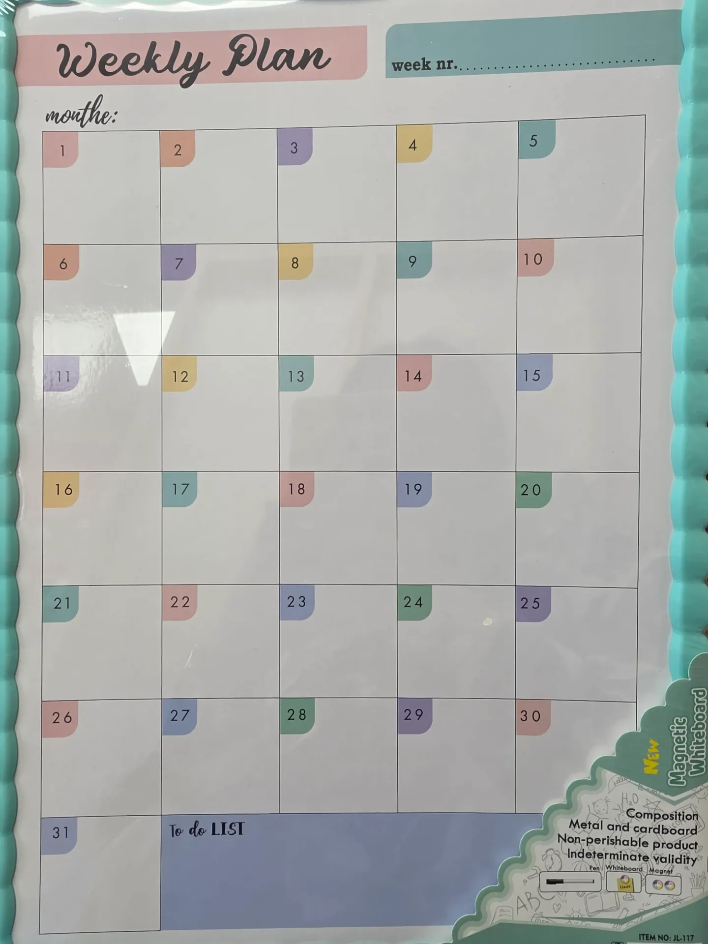 Double Sided Magnetic Weekly Whiteboard Planner