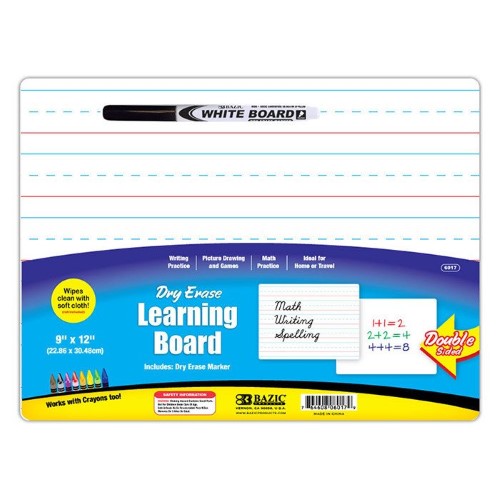 Bazic Double Sided Dry Erase Lap Board 9  X 12  W/Marker