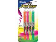 Bazic 2317 Pen Style Fluorescent Color Liquid Highlighters (4/Pack)
