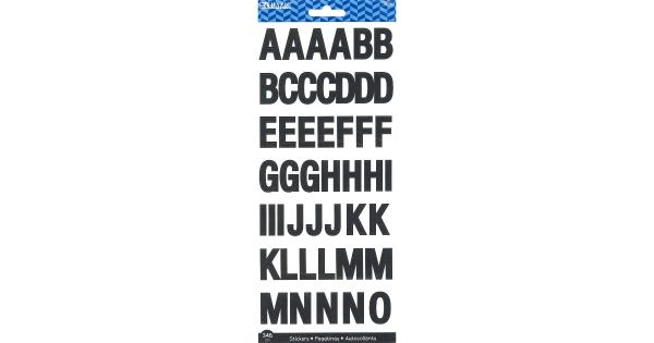 BAZIC 1 Black Color Alphabet Numbers Stickers (346/Pack) [3824]