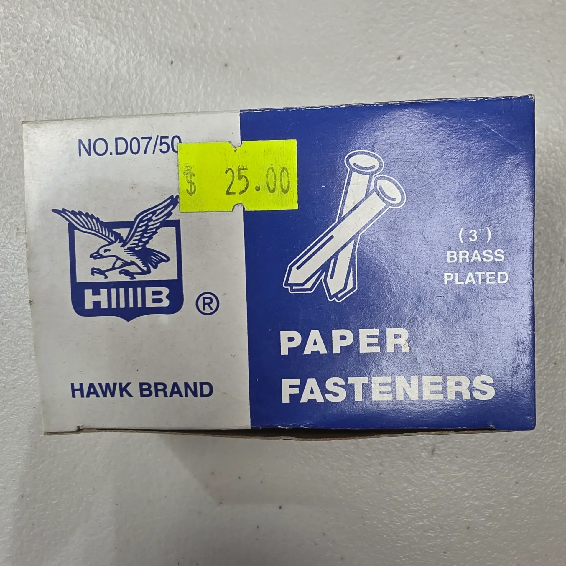 Hawk Brand Paper Fasteners. 3" 50 pcs